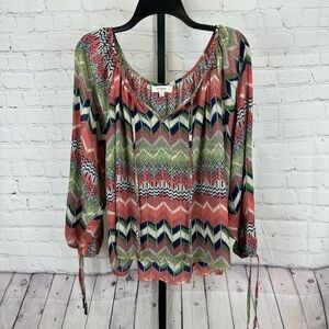 Umgee Multicolor Chevron Blouse
